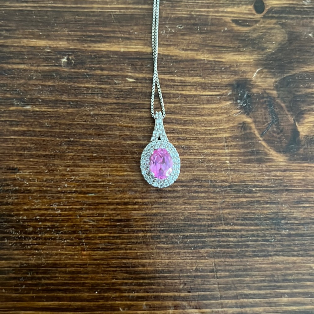 Lab Created Pink Sapphire And Lab Created White S… - image 1